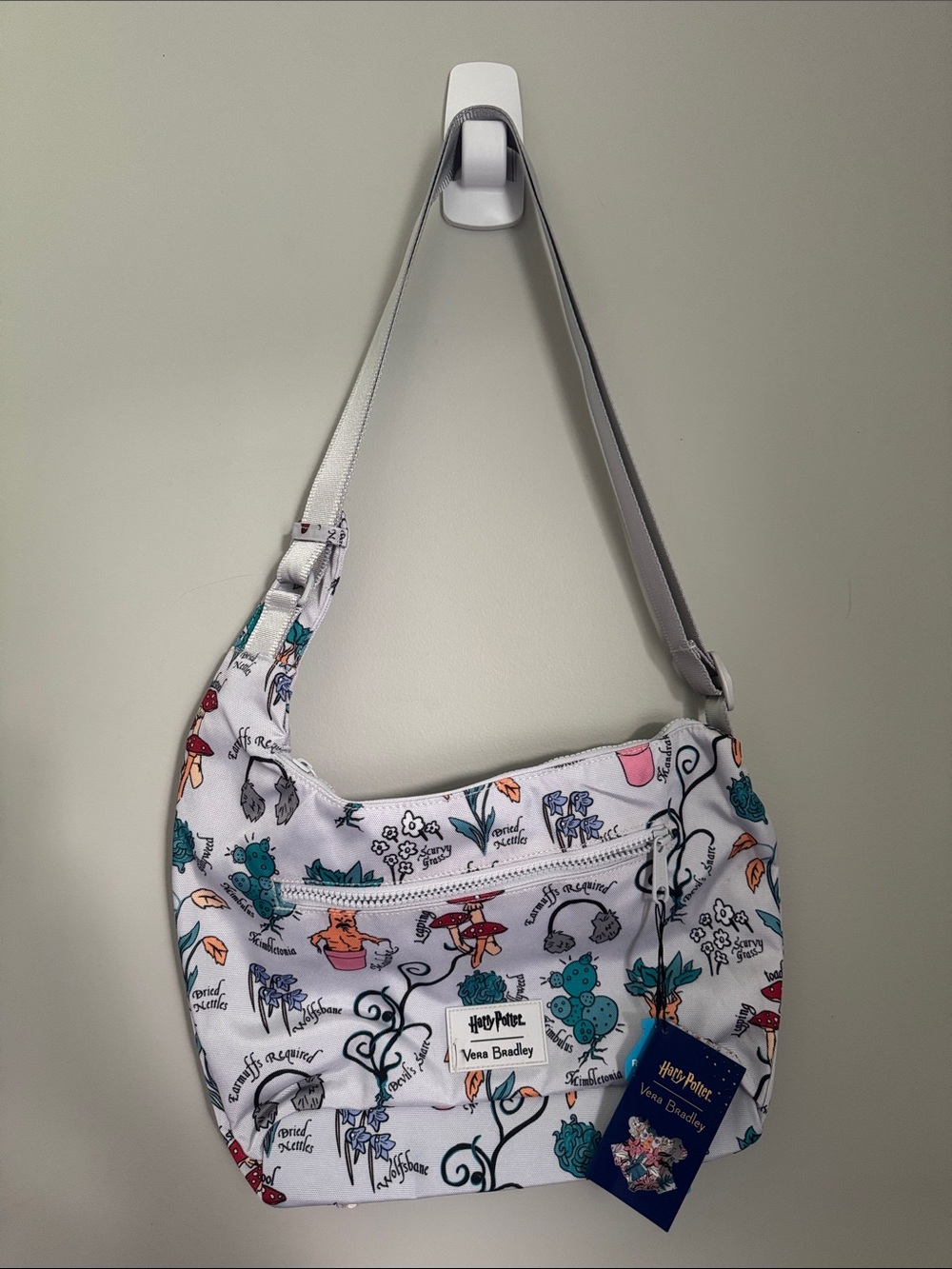 Vera Bradley White Harry Potter Printed Shoulder Bag with Colorful Motifs